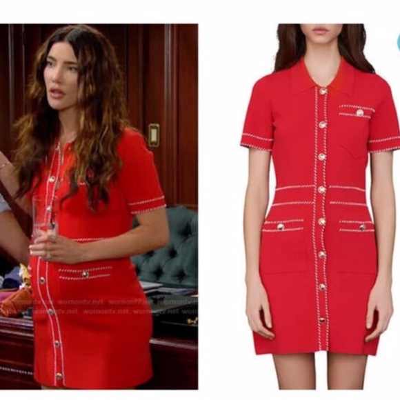 Nwt Maje Ross Contrast Knit Dress 